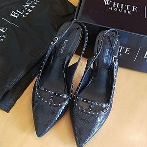 WHBM Black Megan Studded Slingback Heels